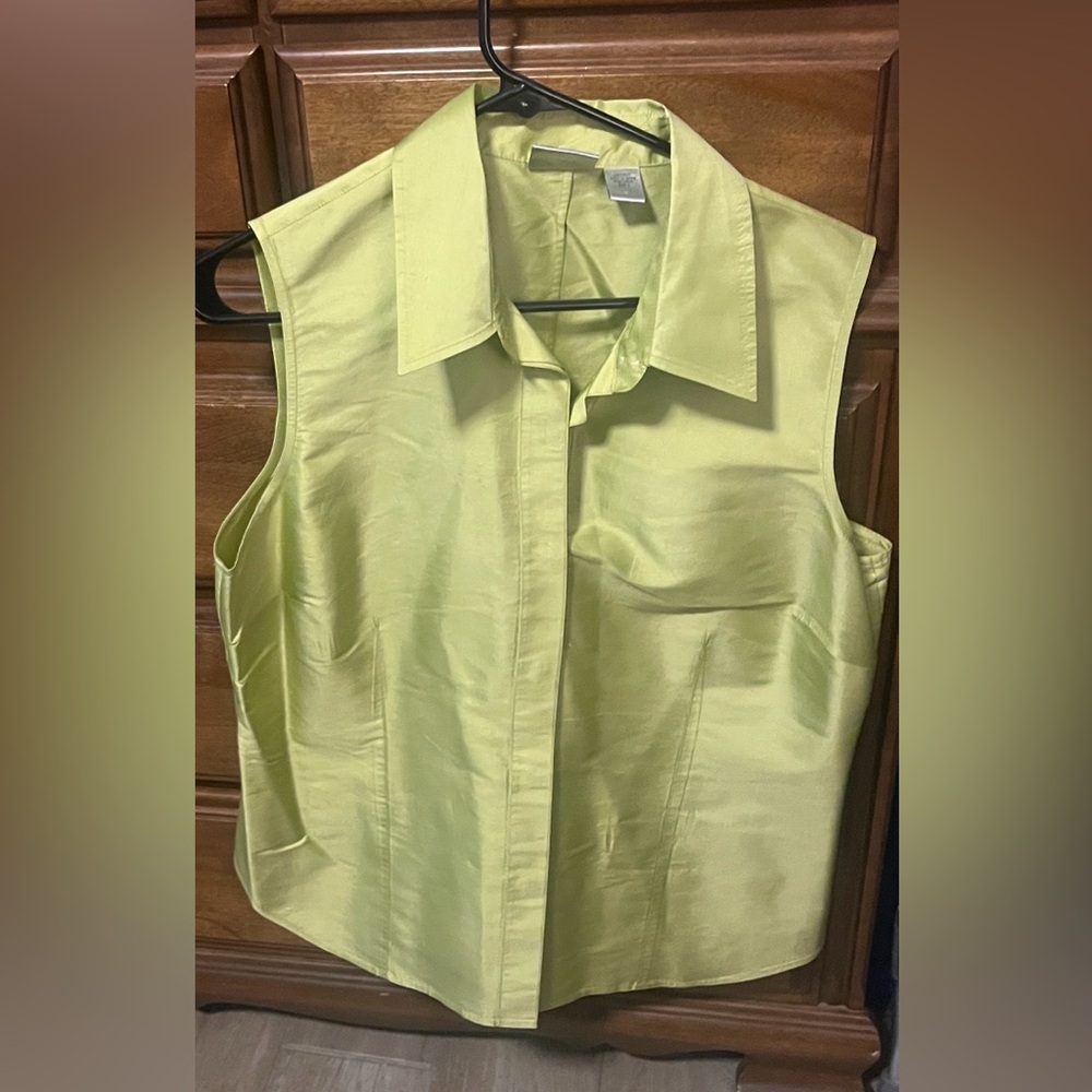 Chico's Chartreuse Silk Sleeveless Blouse